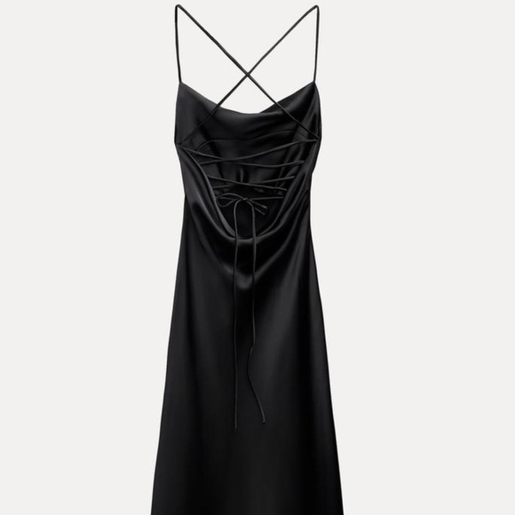 Zara Satin Effect Draped Midi Dress - Picture 2 of 4